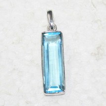 925 Argent Sterling Topaze Bleu Collier Handmade Bijoux Pierre de Naissance - £21.72 GBP