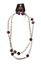 New with Tags Paparazzi Fashion Fad Purple Beaded Necklace and Earring Set - £5.95 GBP