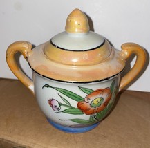 Vintage Hotta Yu Shoten &amp; Co Sugar Bowl Japan Japanese Antique Flowers Painted - £95.12 GBP