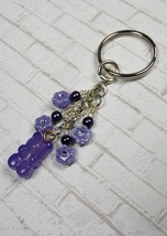 Gummy Bear Crystal Glass Pearl Beaded Handmade Keychain Split Key Ring P... - £12.05 GBP