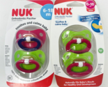Lot of 2 Packs Nuk 6-18 Month Latex Baby Pacifiers Pink Green Orthodontic - £30.66 GBP