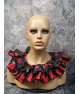 Striped &amp; Polka Dot Clown Collar Red Black Ruffle Big Top Horror Circus ... - €12,61 EUR