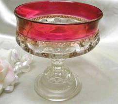 3935 Vintage Indiana Glass Kings Crown Cranberry Flash Candy Bowl - $15.00