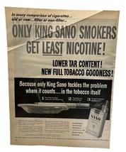King Sano Cigarettes Print Ad 1958 Vintage Smoking Tobacco Less Nicotine - $12.94