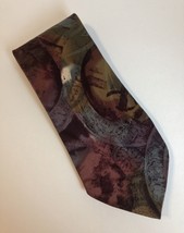 Paul Rodon Abstract Neck Tie Hand Made 100% Silk Mens Plum Teal Green - £22.37 GBP