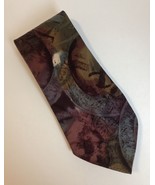 Paul Rodon Abstract Neck Tie Hand Made 100% Silk Mens Plum Teal Green - £22.38 GBP