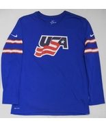 NIKE USA HOCKEY Men&#39;s Long Sleeve Replica Jersey T-SHIRT Dri Fit #17 Blu... - £35.40 GBP