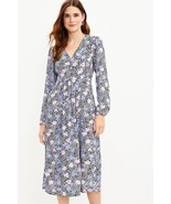 NWT Women&#39;s LOFT L/S Floral Ruched Midi Dress Sz 10 - $44.54