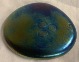 iridescent glass paperweight disc 3.25” - £20.68 GBP
