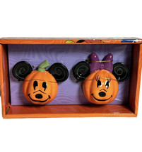 Disney Mickey Mouse And Minnie Mouse Halloween Pumpkin Salt And Pepper S... - $29.96