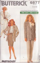 BUTTERICK PATTERN 6877 MISSES&#39; JACKET, PANTS, SKIRT SIZES 12-14-16 UNCUT - $3.00