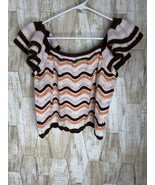 ASOS Women&#39;s Size L Tank Top Cami Cropped Crochet Stitch Wave - $24.60 CAD