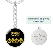 Chinese Crested Mama Circle Keychain Stainless Steel or 18k Gold Dog Mom Pendan - £30.33 GBP+