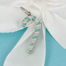 Authenticity Guarantee 
Tiffany &amp; Co Candy Cane Christmas Charm in Blue Ename... - £797.82 GBP