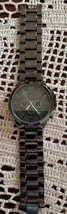 &quot;Accutime Brand ~ Large Face ~ Gunmetal Colored Watch ~ Stainless Steel ... - £17.54 GBP