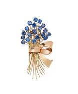14k Gold 18 ct Sapphire, 0.75ct Diamond Flower Bouquet Brooch Circa 1940... - $11,903.29