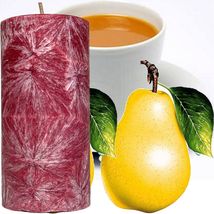 White Tea &amp; French Pears Scented Palm Wax Pillar Candle Hand Poured - £19.66 GBP+