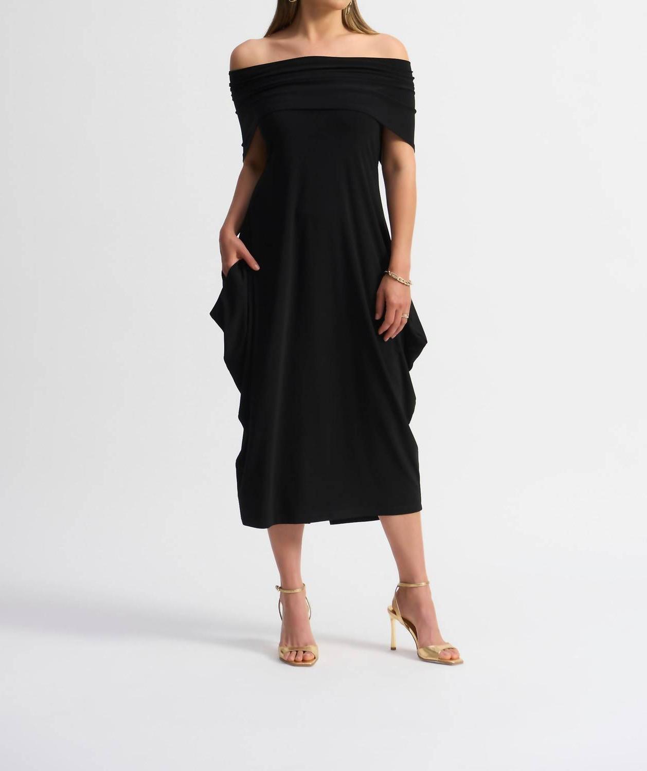 Joseph Ribkoff Off-Shoulder Silky Knit Midi Dress Size 6 (UK 8) - $72.27