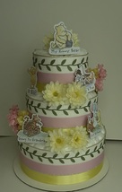 Winnie The Pooh Baby Girl Shower Pink And Yellow Diaper Cake Centerpiece Gift - £59.95 GBP
