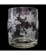Barnies Coffee &amp; Tea Company Glass Mug Cup Coffee Clear Snowflakes Vinta... - £15.79 GBP
