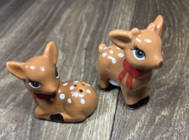 Christmas Holiday Ceramic Salt Shaker Set Spotted Deer  - $6.99