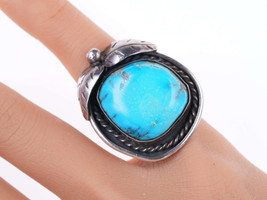 sz4.5 Vintage Navajo sterling and turquoise pear form ring - $98.75