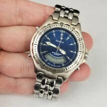 vintage 90's mens Armitron watch blue stainless quartz battery large 42m... - $29.99