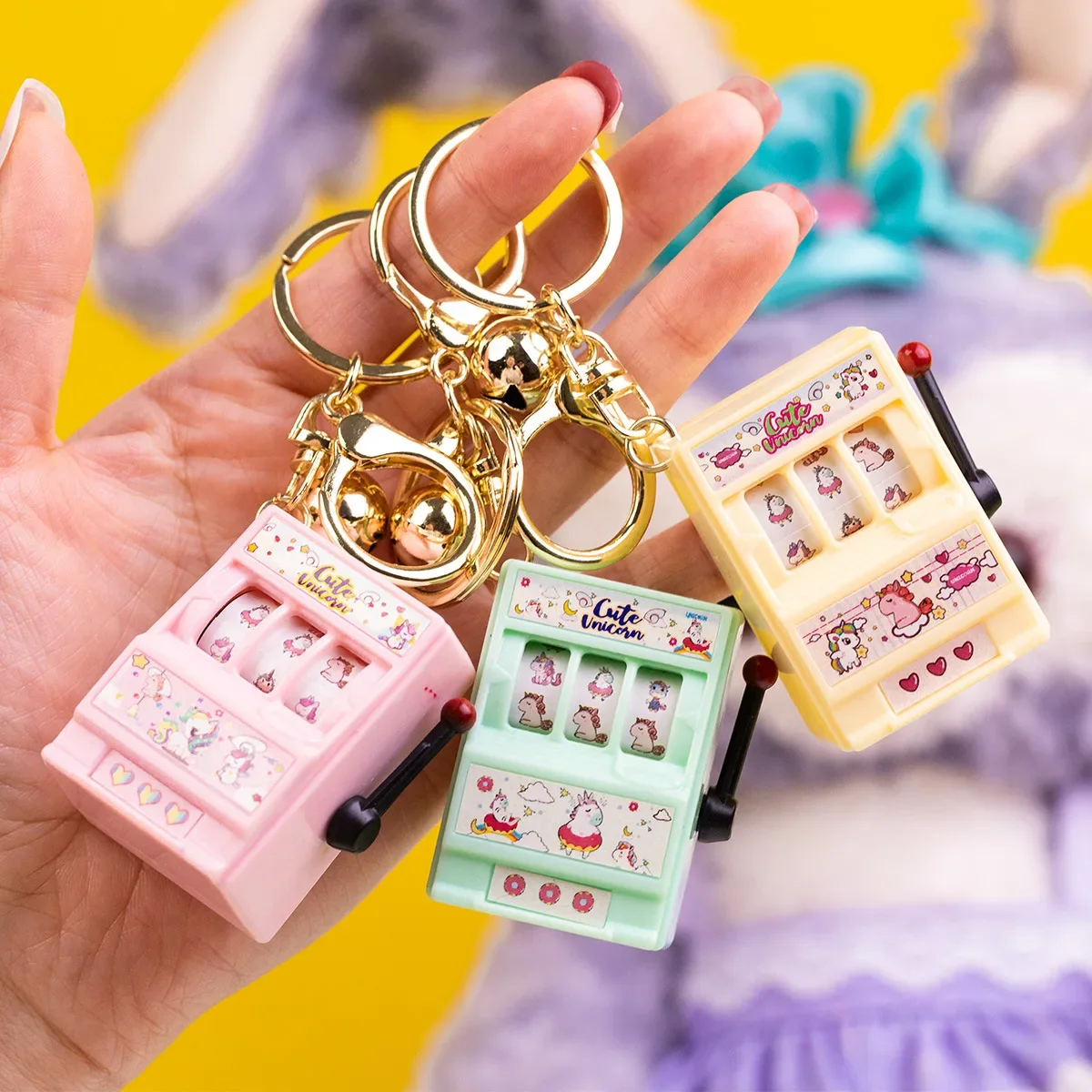 Creative Fruit Machine Slot Keychain Small Pendant That Can Be Played with, - $12.18