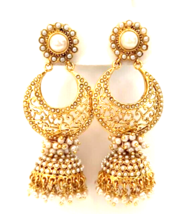 Women&#39;s Drop/Dangle Earrings Imitation White Pearls Gold Tone Metal India - £11.87 GBP