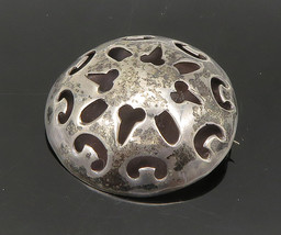 MEXICO 925 Sterling Silver - Vintage Cutout Design Dome Brooch Pin - BP8695 - £37.19 GBP