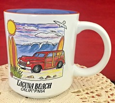 vintage surfer Souvenir coffee mug laguna beach Woodie Wagons &amp; surfboar... - $11.88