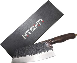 KTCHN Meat Cleaver v1.0 - 7-Inch Carbon Steel Hand-Forged Blade - Ergonomic Wood - £47.06 GBP