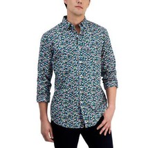 Club Room Mens Classic-Fit Floral Ditsy-Print Poplin Shirt Shady Glade-Small - £15.01 GBP