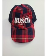Busch Beer Plaid Snapback Trucker Hat Cap Red Blue Embroidered Design Re... - $17.70