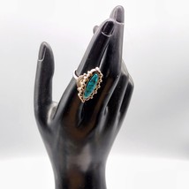Retro Turquoise Look Statement Ring, Adjustable Silver Tone with Plastic... - $46.44