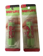 Lot of 2 Maybelline Baby Lips Moisturizing Lip Balm #60 Melon Mania .15 oz Each - £19.20 GBP
