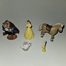 5 Disney Princess Belle Beauty &amp; Beast Figure Toy Lot Philippe Mrs Potts... - £19.42 GBP
