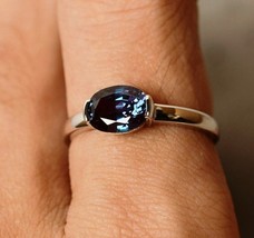 925 Argento Sterling 6 8mm Ovale Cut Natural Alexandrite Gemma Anello Solitario - £29.15 GBP