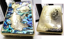 World Map Shell Inlay Gold Armor 2 Sided Zippo 2019 MIB - £121.79 GBP