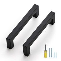 10 Pack Black Cabinet Pulls 4-1/2 Inch Square Cabinet Handles Matte Blac... - £40.95 GBP