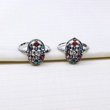 Ethnisch Indisch Damen Handgefertigt Kristall Emaille Zeh Ringe Paar Echt Solid - £15.10 GBP