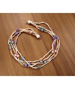 Pastel Beaded Multi Strand Necklace, Candy Color Chunky Jewelry - $21.99