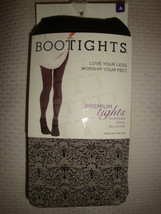 New $30 Bootights Women&#39;s Tights w/Attached Ankle Sock Lillith Scroll Stone Sz A - £11.46 GBP