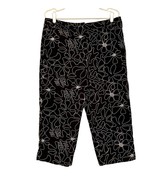 Talbots Black White Pedal Pushers Embroidered Floral Pattern Crop Pants ... - $15.15
