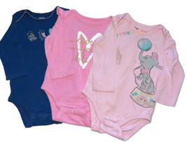 Baby Girl 12 Month One piece Long Sleeve shirts Lot of 3 - £3.12 GBP