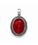 ANTIQUED RED AGATE SOLITAIRE Charm Pendant .925 STERLING SILVER - $90.08 CAD