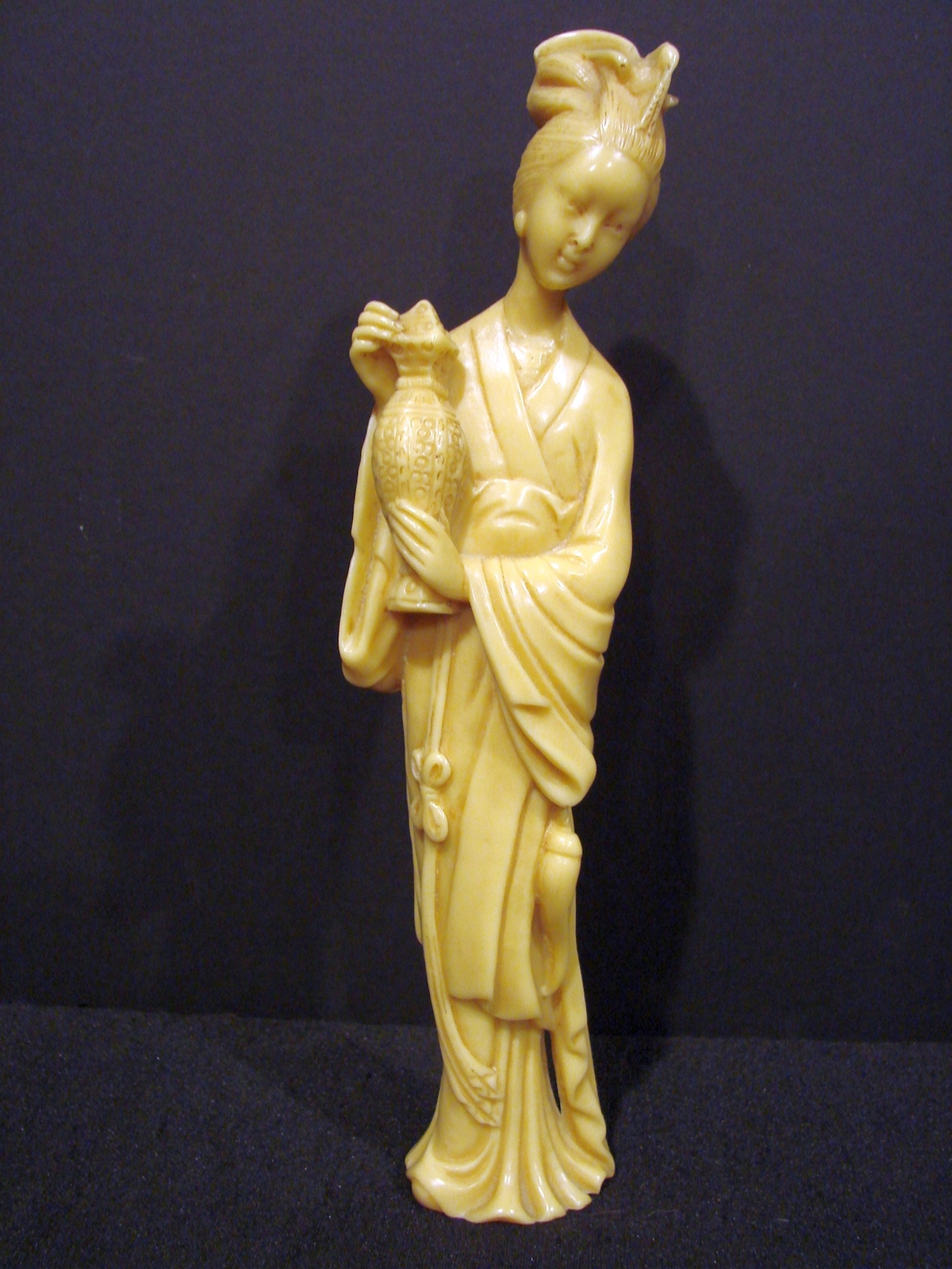 Primary image for Japanese Woman Figure Carved Ivory Tone Statue Signed