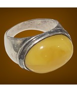 Antique sterling silver poland eggyolk amber ring size 6.5 - $124.30 CAD