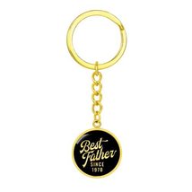 Best Father Since 1970 v3 - Luxury Keychain 18K Yellow Gold Finish, Father&#39;s Day - £28.02 GBP