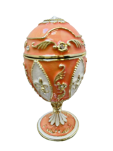 Design Toscano Pink White Romanov Style Enameled Egg Jeweled Embellished Hinged - £29.02 GBP